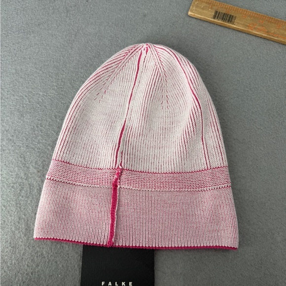 Falke Germany Beanie Hat Unisex Pink Ski‎ Logo Merino Wool Blend Ribbed Sporty main image 5